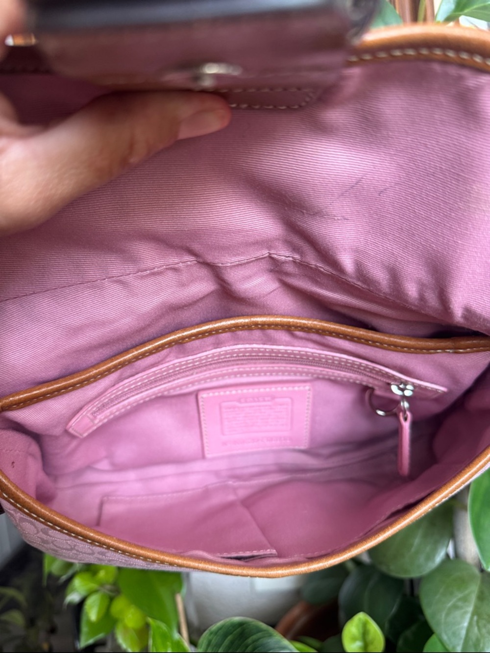 Coach Pink and Brown Signature Shoulder Bag - Picture 6 of 8